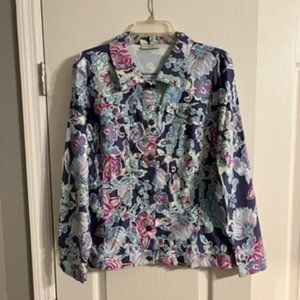 Appleseed's Petites Flowered Jacket Women's Large